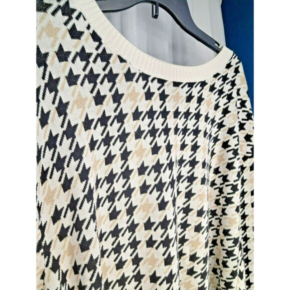 Shaquille O’Neal Size 4XL Off White, Black and Beige Houndstooth Sweater Mens - Picture 2 of 10